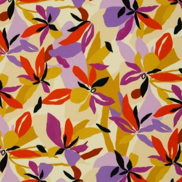 Viskose Malis Blumen abstrakt Flieder/Naturweiß